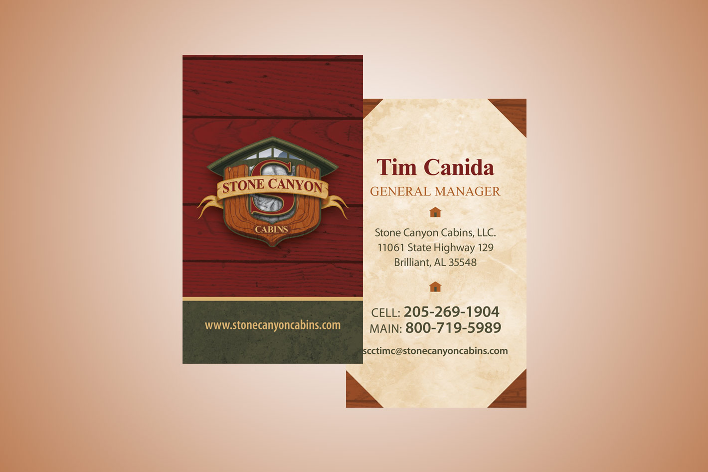 Stone Canyon Cabins Business Card