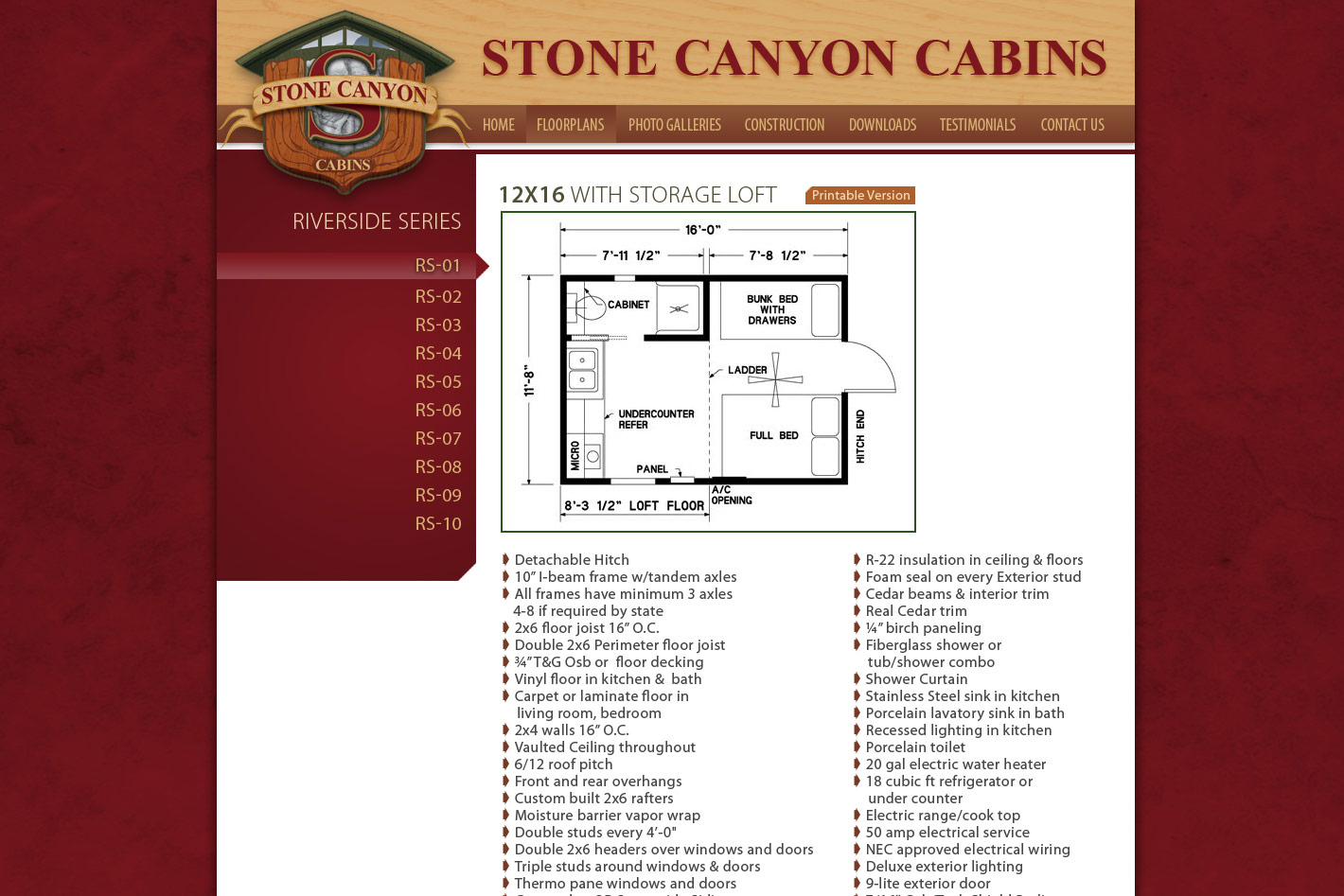 Stone Canyon Cabins Floorplans